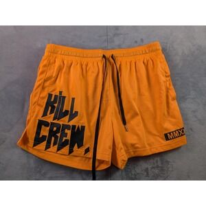 Kill Crew Mens Orange Mesh Gym Athletic Shorts Size 2XL MMXX Logo Drawstring